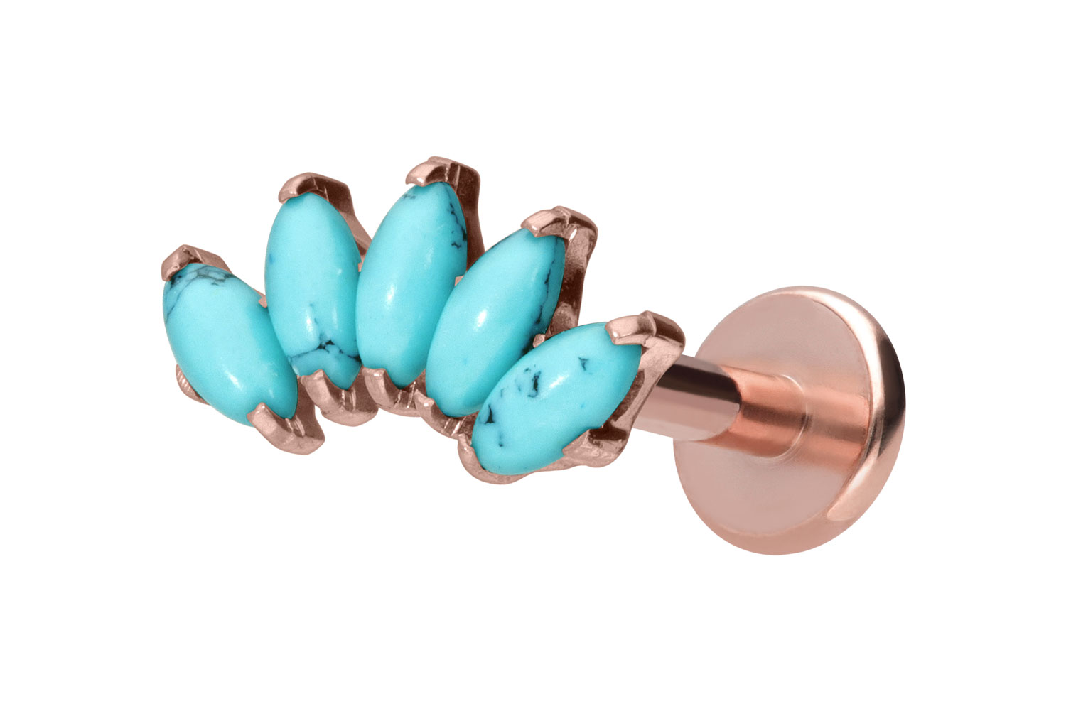 Titan Labret Piercing mit Innengewinde BOGEN + SYNTHETISCHE TÜRKISE